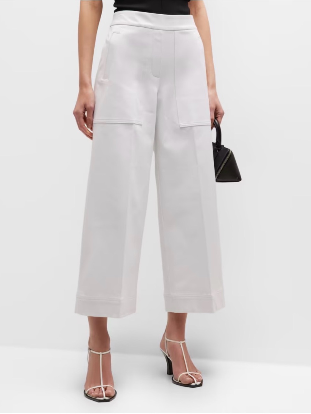 SPANX White Wide-Leg Crop Utility Pants size L